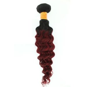 Tissage ou mèche péruvienne ou malaisienne Deep Wave (ondulée) Tie and Dye Noir, Bordeaux